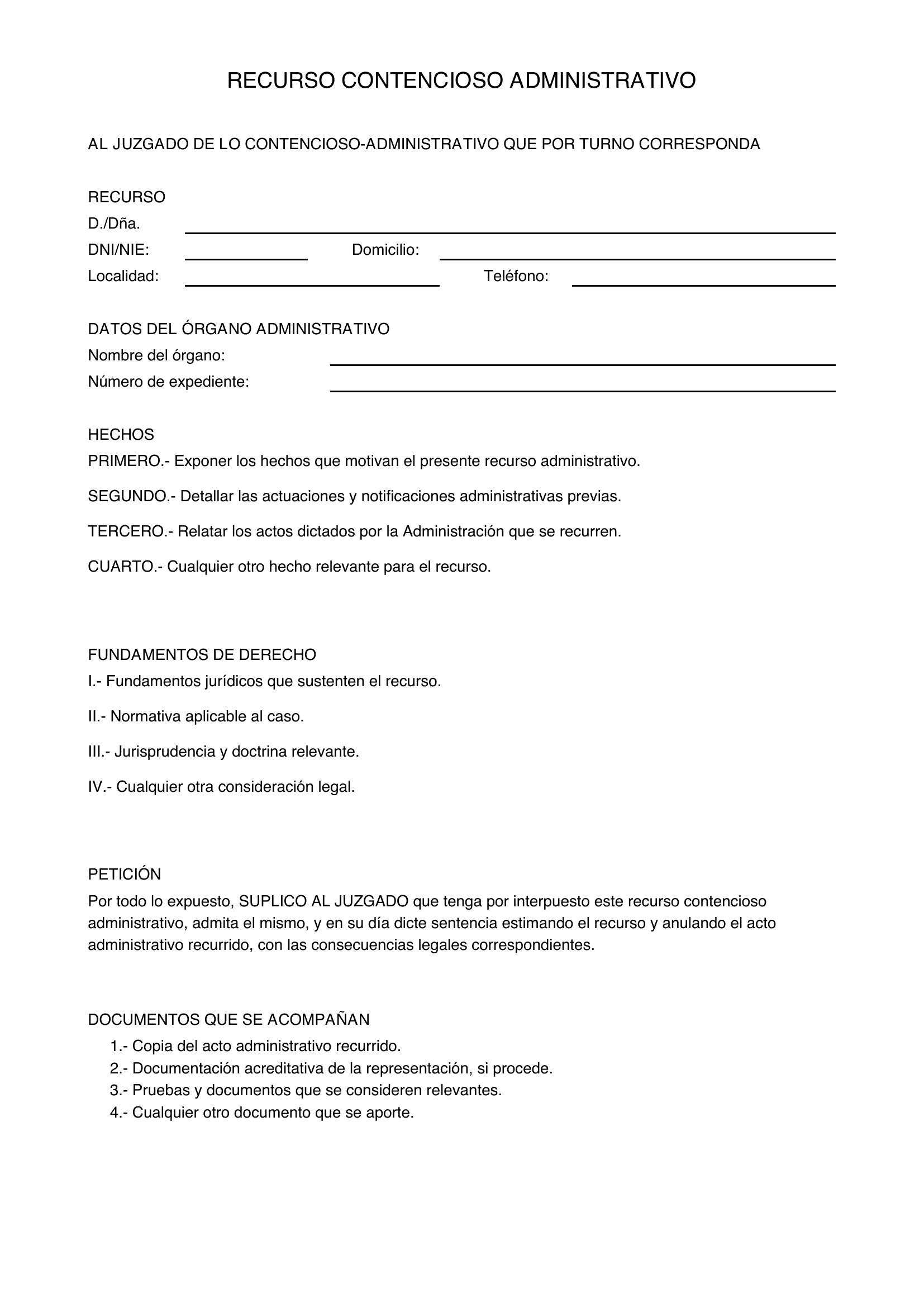 Recurso Contencioso Administrativo Modelo