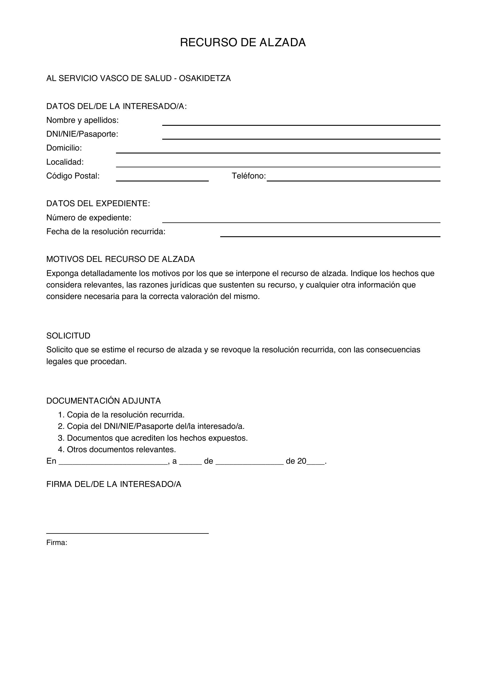 Recurso De Alzada Osakidetza