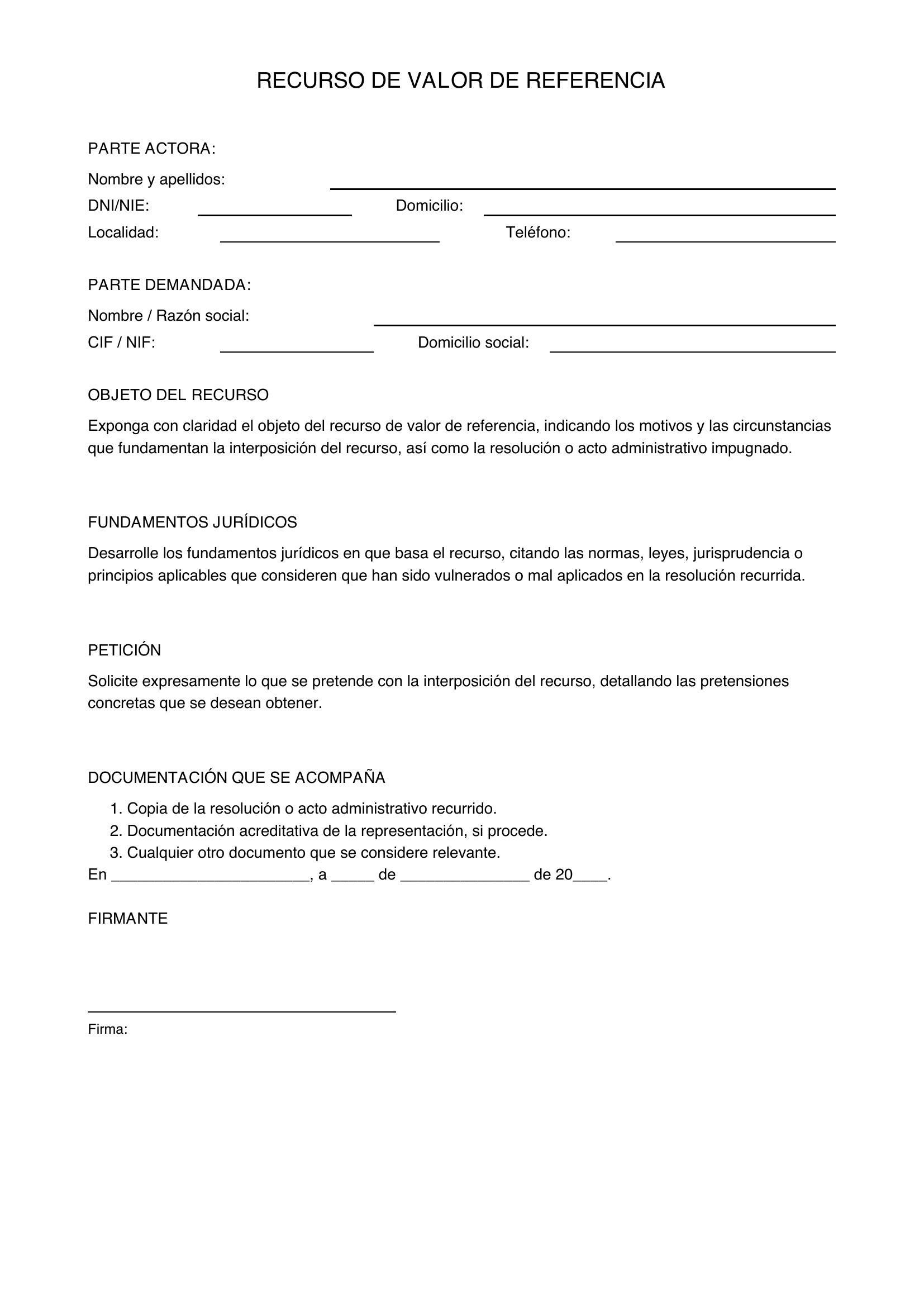 Modelo Recurso Valor De Referencia